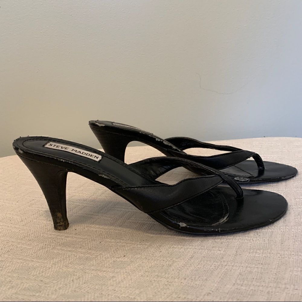 Steve Madden Black Leather Heels - Picture 7 of 9